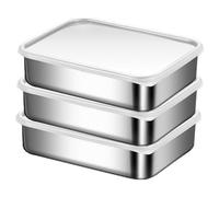 Kueohse Contenedores de Acero Inoxidable para Almacenamiento Alimentos,Contenedor de Caja Bento para Almacenamiento de Alimentos,Tapa de Silicona una Prueba de Fugas Apto para Lavavajillas