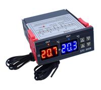 Kueohse Controlador de Temperatura Digital Dual -3008 Termostato de Dos Salidas de Relé Calentador con Controlador de Temperatura de Sonda, C
