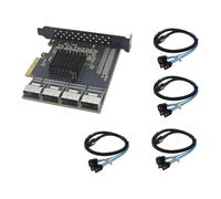 Kueohse Controlador PCIe A Mini SAS SFF-8087 de 4 Puertos, Adaptador SSD 3.0 de 6 Gbps y 16 Puertos, Tarjeta de Expansión PCI-e 3.0 X4 para Minería.