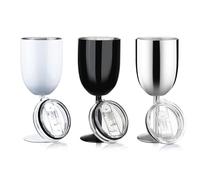 Kueohse Copas de Vino de Acero Inoxidable con Tallo y Tapa, Vaso de Vino Aislado de Doble Pared, Copas de Vino Irrompibles, 10 Oz A