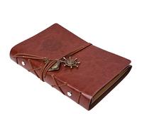 Kueohse Cuaderno retro del diario de personalidad de notas de carpeta de anillas Marron S