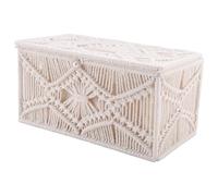 Kueohse Cubierta de Caja de PañUelos DecoracióN Boho Soporte de PañUelos de Papel Rectangular con Hebilla de Cuentas Servilleta de Macramé Organizador de PañUelos DecoracióN del Hogar