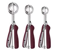 Kueohse Cuchara para Galletas para Hornear Juego de 3, Cuchara para Helado de Acero Inoxidable, Cuchara para Masa de Galletas, Cuchara para Cupcakes, Cuchara para AlbóNdigas