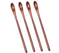 Kueohse Cucharas de Té Helado de Madera Cuchara Agitadora PequeñA Cucharas de CóCtel de Manejar Cucharas de Madera para Mezclar Café de Madera 4 Piezas