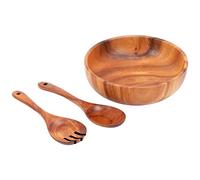 Kueohse Cuenco de Madera para Ensalada, Grande, de Madera de de 9.4 Pulgadas, Cuenco de Madera con Cuchara, Se Puede Usar para Frutas y Ensaladas