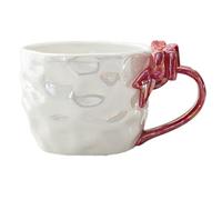 Kueohse de Cerámica con Lazo Romántico, Tazas para Café y Leche, Tazas para Niña, Tazas de Postre con Asa, de Té Roja.