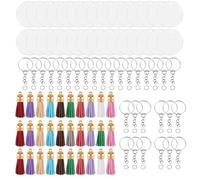 Kueohse de CíRculo AcríLico en Kit Transparente 120 Piezas para Proyecto de Vinilo, Incluidos Espacios en de Disco AcríLico, Borlas, Dorado