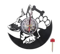 Kueohse DecoracióN del Hogar del Reloj de Pared del Perro Pastor AlemáN Reloj Vintage con Disco de Vinilo de Razas de Perros Regalo de Reloj de Pared para Perro - Sin Estilo LED