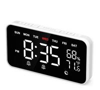 Kueohse Despertadores Digitales para Dormitorios, Despertadores Ruidosos para Personas Que Duermen Profundamente, Detección de Temperatura y Humedad, Pantalla Grande