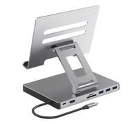 Kueohse Estación Acoplamiento para Computadora Portátil, Soporte Aleación Aluminio, Concentrador Multipuerto PD USB3.0, Ranura para Tarjeta SD, Estación Acoplamiento Gigabit Ethernet, B