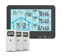 Kueohse Estación Meteorológica Inalámbrica con Barómetro y Pantalla LCD A Color, Medidor de Temperatura y Humedad, Sensor de Pronóstico 433, Color Negro.