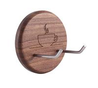 Kueohse Estante de Pared para Portafiltros Espresso de Pared de Nogal con de Acero Inoxidable Adecuados para Portafiltros de 51/54/58 Mm