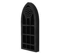 Kueohse Estante flotante montado en la pared, ventana de iglesia , estante de pared de cristal, estante gótico bohemio gótico, estante negro para aceites esenciales, duradero, fácil instalación