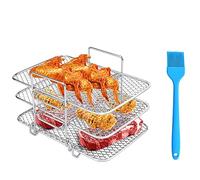 Kueohse Estante para freidora de aire de acero inoxidable 304, deshidratador multicapa, estante para tostadas, piezas de repuesto para freidora de aire dual