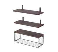 Kueohse Estantes de BañO sobre Inodoro, Estantes Flotantes de Pared para BañO con Cesta de Alambre, Estante para DecoracióN de Pared MarróN