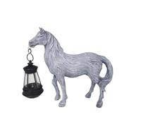 Kueohse Estatua de Caballo con Figuras de Linterna Solar para Decoración de Jardín, Escultura Artesanal para Cumpleaños de Mujeres y Hombres.
