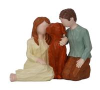 Kueohse Estatua de Pareja y Perro, Recuerdo Familiar, Escultura para Amantes de los Perros, Adecuada para Exhibir en el Hogar y Regalar.