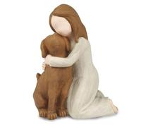 Kueohse Estatuas de Figuras de Love My Dog, Regalos de Recuerdo de Amistad de de Perro, Figuras Esculpidas Pintadas A Mano para Amantes de los Perros MarróN