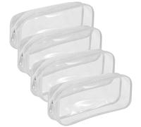 Kueohse Estuche para LáPices Transparente de 4 Piezas, Estuche Transparente para LáPices de Gran Capacidad, Estuche para LáPices con Cremallera de PVC, Estuches con Cremallera