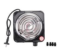 Kueohse Estufa EléCtrica de un Solo Quemador, Compacta y PortáTil, Placa Calefactora de Temperatura Ajustable, 1500 W, Enchufe Europeo Negro y Acero Inoxidable