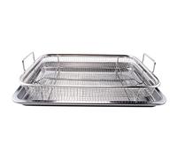 Kueohse Freidora de aire para horno, freidora y sartén de acero inoxidable, juego de 2 piezas para barbacoa