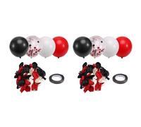 Kueohse Globos Rojos y Negros, 134 Unidades de Globos de Reunión de Confeti Rojo, y Negro de 12 Pulgadas con Cintas para Cumpleaños, Bodas