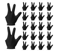 Kueohse Guantes de Billar de 22 Piezas Guantes de Billar para Tirador de 3 Dedos Guantes Deportivos para Mujeres y Hombres para Mano Izquierda y Derecha, Negro
