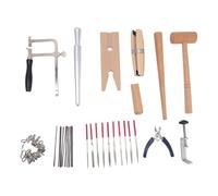 Kueohse Herramientas de joyería para joyeros: cortador de alambre, de aguja y juego de medición de anillos con martillo de metal y clips de madera