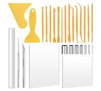 Kueohse Herramientas para Arcilla Polimérica: 28 Rodillos Acrílicos para Arcilla Polimérica, 14 Kits de Esculpido, 7 Cortadores de Formas y 2 Láminas.