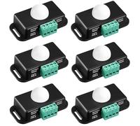 Kueohse Interruptor de Sensor de Movimiento PIR de 12V 24V para Tira LED, Paquete de 6, Interruptor PIR con Retraso Ajustable.