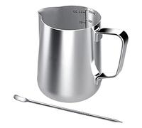 Kueohse Jarra de Espuma de Leche Jarra de Leche de 350 Ml Jarra de Leche de Acero Inoxidable Jarra de Espuma Jarra de Leche para MáQuina de Café