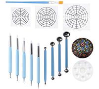 Kueohse Juego de 14 plantillas de mandala para puntear, kit de pintura de , herramientas para puntear, incluye plantillas, bandeja de pintura y herramientas de mandala