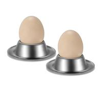 Kueohse Juego de 2 soportes para tazas de huevos, placas de acero inoxidable, soporte para vajilla para huevos duros y blandos, pantalla de cocina