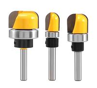 Kueohse Juego de 3 Brocas para Fresadora de Cuenco y Bandeja con VáStago de 1/4 Pulgadas, Juego de Brocas para Fresadora Plantilla de Cuenco y Bandeja con Rodamiento de Bolas