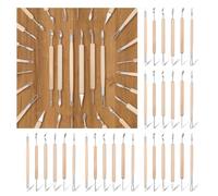 Kueohse Juego de 36 Herramientas para Tallar Arcilla, Herramientas de Arcilla Polimérica de Doble Cara con Mangos de Madera Lisos, Herramientas de Cerámica