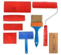 Kueohse Juego de 7 Herramientas para Pintar con Vetas de Madera, Rodillo de Pintura Texturizado de Imitación Madera de 7,08 Pulgadas para Decoración de y Habitaciones.