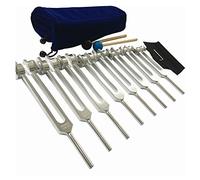 Kueohse Juego de 8 diapasones de chakra, diapasón, tenedor de diapasón de chakra plateado para curación y meditación