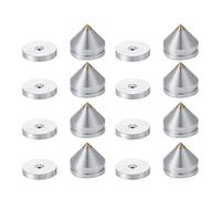 Kueohse Juego de 8 soportes para altavoces, patas de pie, aleación de aluminio, clavos de metal, color plateado