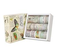 Kueohse Juego de Cintas Washi Vintage, 20 Rollos de Cinta Artesanal, Rollo de Cinta Adhesiva Washi Botánica, Mariposa Floral, Cinta Decorativa Grabable
