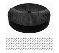 Kueohse Juego de correas de vinilo para reparación de sillas de patio, 5 cm de ancho, 6,1 m, 20 remaches para reparación de chaise longue, color negro