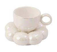 Kueohse Juego de de Café y Platillo de Flores Juego de y Platillo de Café de CeráMica con Platillo de Girasol Tazas de Café con Leche 6.7 Oz