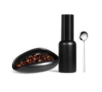 Kueohse Juego de Dosificadora de Granos de Café y Botella Pulverizadora, Recipiente de Cerámica para Granos de Café para Recipiente Espressoy con Pulverizador de 30 Ml, Negro