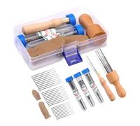 Kueohse Juego de herramientas de fieltro de lana con agujas de fieltro de 3 tamaños y mango de madera de 1/8 para agujas