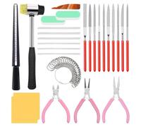 Kueohse Juego de Herramientas para Joyeros 27 Piezas, Herramienta Medición Tamaño Anillo para Arreglar Anillos Doblados, Hacer Que el Anillo Doblado Vuelva A Ser Redondo y Formar Anillos