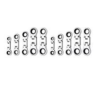 Kueohse Juego de Llaves Combinadas de Trinquete Rechoncho y Cabeza Flexible de 10 Piezas, Juego de Minillaves, Cabeza Flexible con Extremo de Caja Doble, Juego de Minillaves