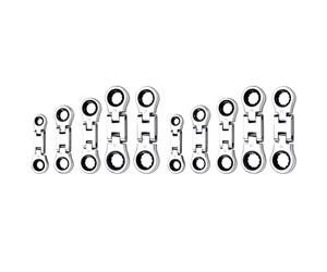 Kueohse Juego de Llaves Combinadas de Trinquete Rechoncho y Cabeza Flexible de 10 Piezas, Juego de Minillaves, Cabeza Flexible con Extremo de Caja Doble, Juego de Minillaves