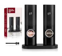 Kueohse Juego de Molinillo de Sal y Pimienta EléCtrico, Grosor Ajustable con una Sola Mano, Alimentado por BateríA con Soporte, Herramientas para Sazonar
