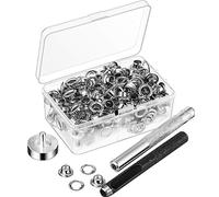 Kueohse Juego de Ojales de Metal de 100 Piezas Kit de Anillos de Ojal de 6mm con Varilla Perforadora de Montaje para Bricolaje Accesorios de ReparacióN de Ropa de
