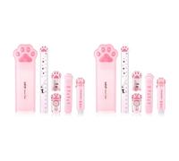Kueohse Juego de Papelería con Forma de Pata de, 12 Piezas, Kit Estacionario de Kawaii, Sacapuntas, Borrador RetráCtil, Cinta Correctora y Regla