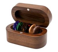 Kueohse Juego de Soportes para Púas de Guitarra con 2 Púas de Madera de Colores y 8 Púas de Celuloide de 3 Grosores. Estuche de Madera para Púas de Guitarra.